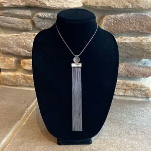 White House Black Market Hematite Fringe Necklace